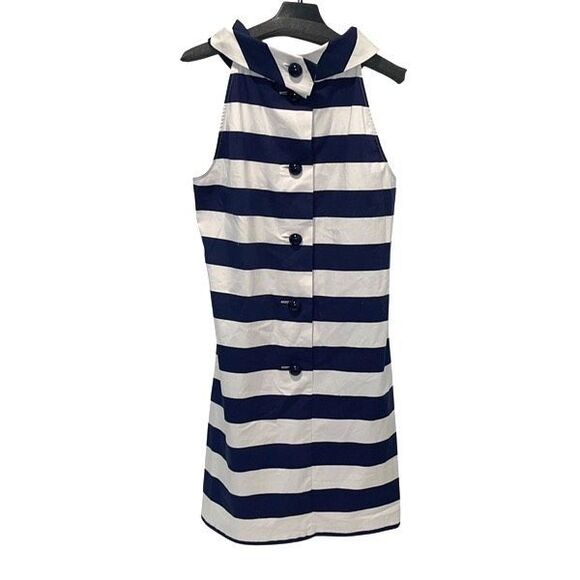 Sail To Sable Womens Striped Sleeveless Cowl‎ Shift Dress Navy White Large NWT - Picture 5 of 10